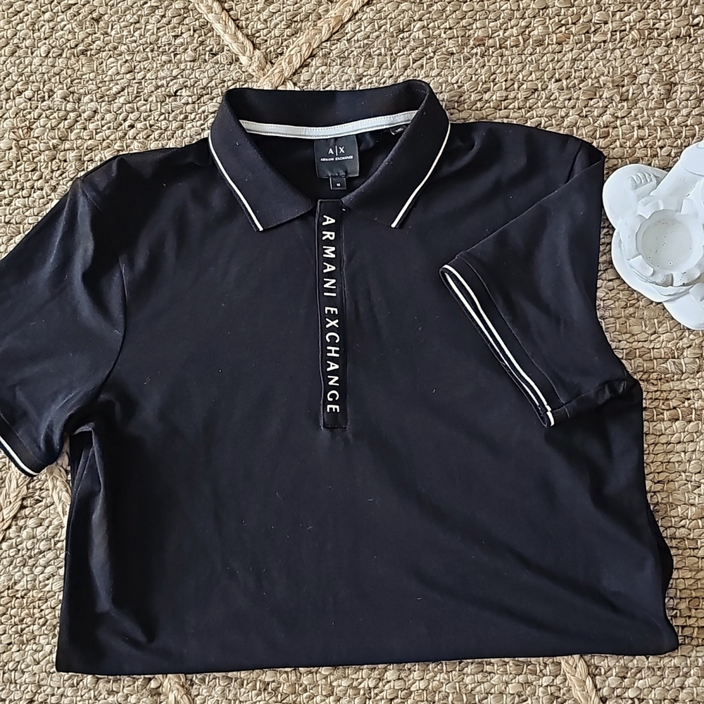 Armani Exchange Black Polo with White Trim